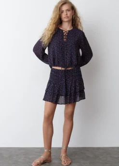 Blusa Com Tiras Cruzadas Estampada