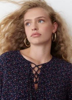 Blusa Com Tiras Cruzadas Estampada