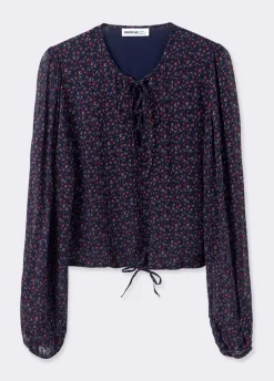 Blusa Com Tiras Cruzadas Estampada