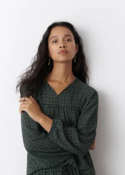 Blusa Em Xadrez Com Decote Quadrado
