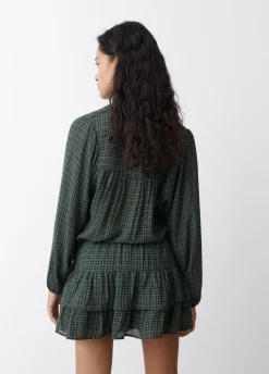 Blusa Em Xadrez Com Decote Quadrado