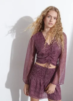 Blusa Mangas Volume Lace Up