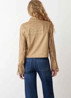 Blusao Com Franjas E Tachas
