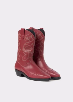 Bota Cowboy Com Pesponto Em Contraste