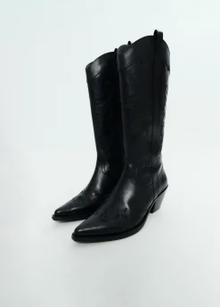 Bota Cowboy De Cano Alto Bordada