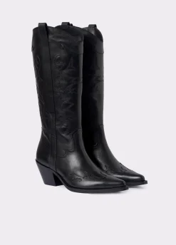 Bota Cowboy De Cano Alto Bordada