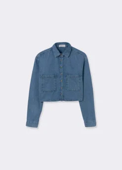 Camisa Denim Cropped