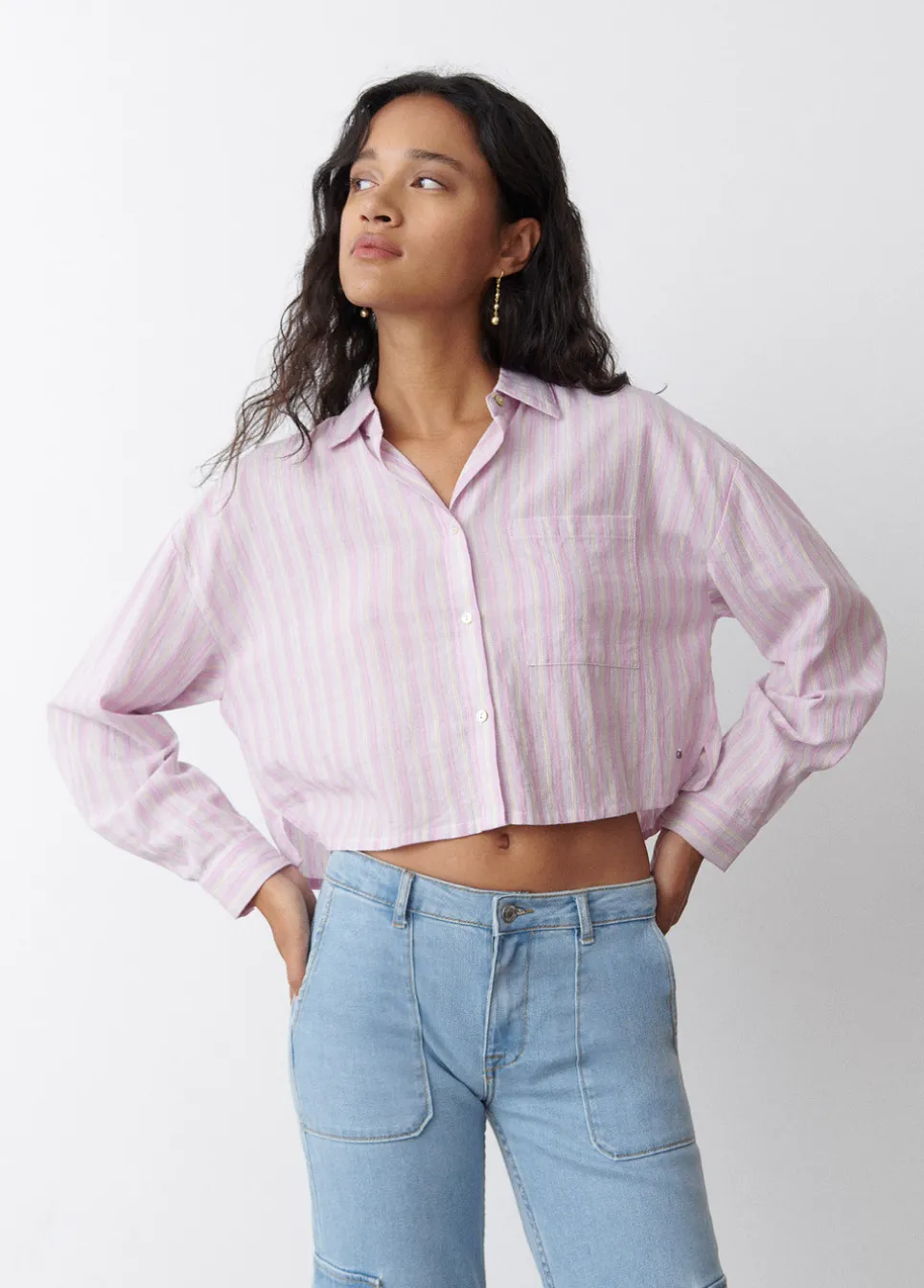 Camisa Riscas Cropped