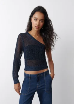 Camisola Assimetrica Com Rendilhado