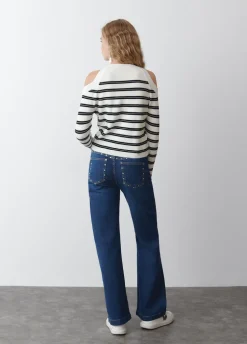 Camisola Com Aberturas Nos Ombros E Riscas