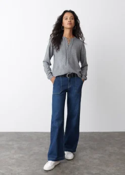Camisola Com Cordas De Malha Fina