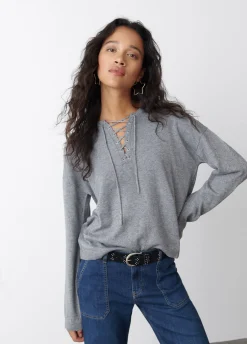 Camisola Com Cordas De Malha Fina