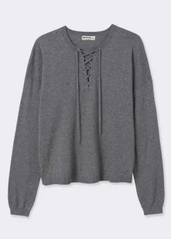 Camisola Com Cordas De Malha Fina