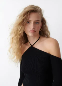 Camisola Com Decote Halter Atado