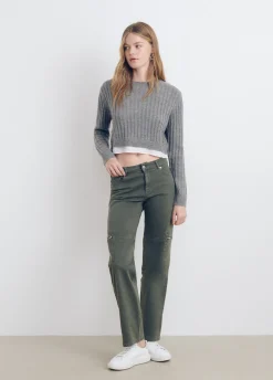 Camisola Cropped Com Detalhe De Camisa