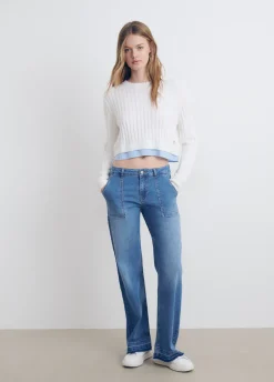 Camisola Cropped Com Detalhe De Camisa