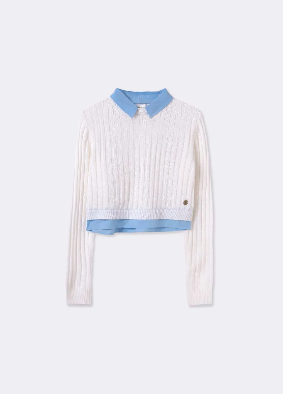 Camisola Cropped Com Detalhe De Camisa