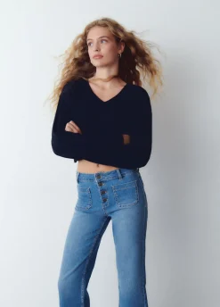 Camisola Cropped Gola Em Bico
