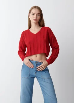 Camisola Cropped Gola Em Bico