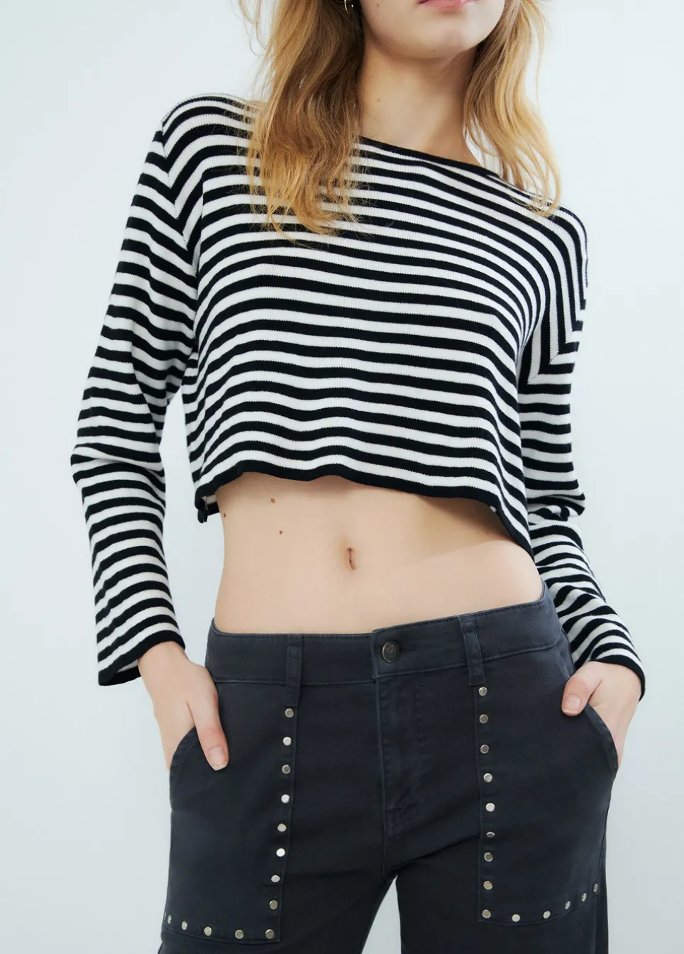 Camisola Riscas Cropped