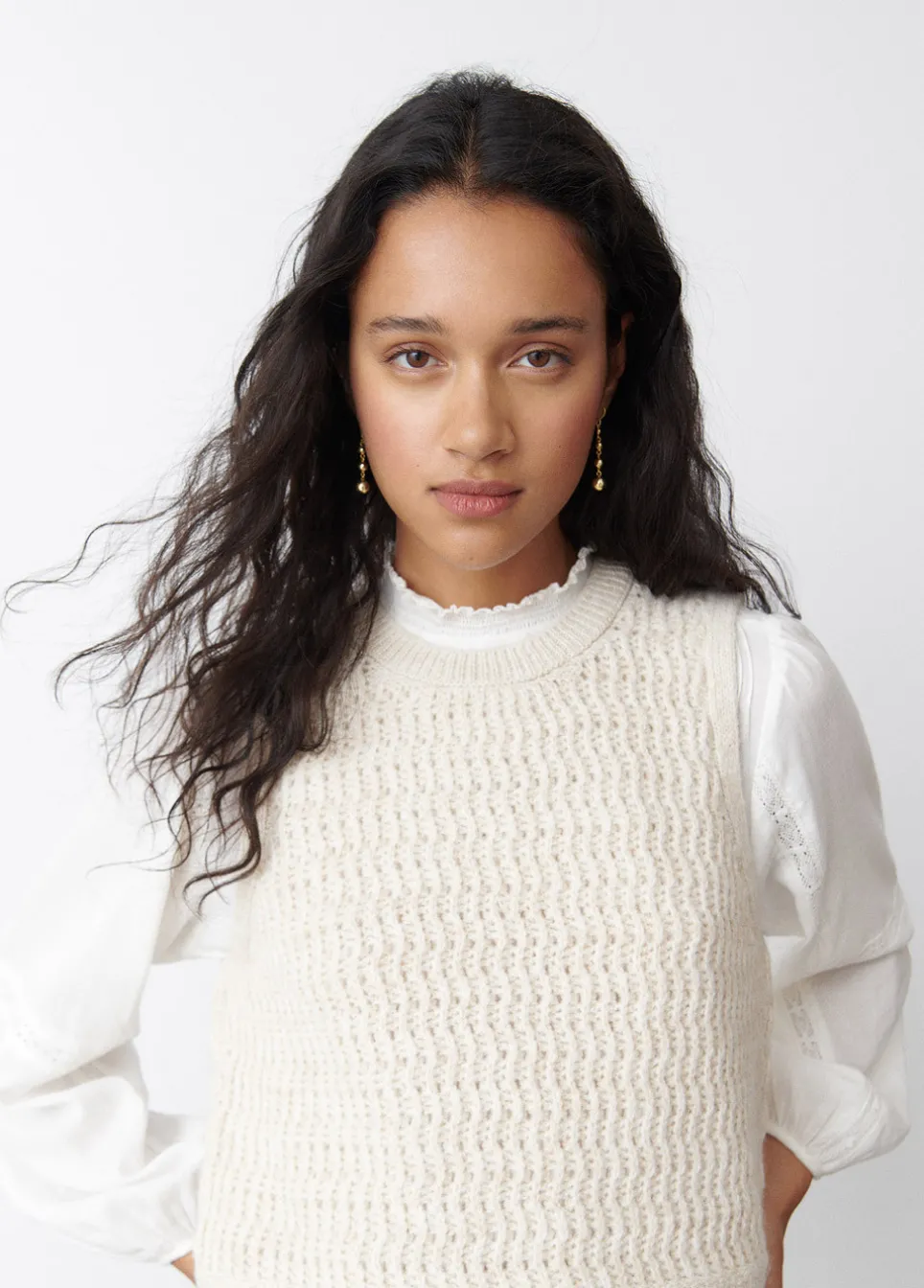 Colete De Malha Em Jacquard