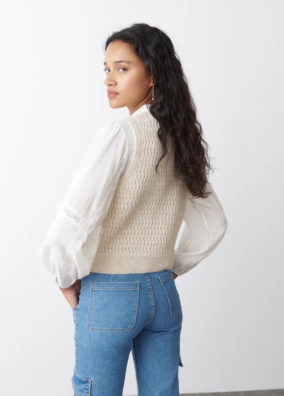Colete De Malha Em Jacquard