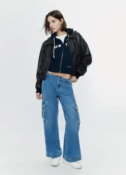 Jeans Cargo Com Cintura Baixa