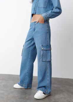 Jeans Cargo Com Cintura Baixa