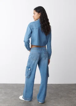 Jeans Cargo Com Cintura Baixa