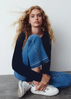 Jeans Culotes Com Botoes Frontais