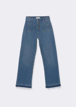 Jeans Culotes Com Botoes Frontais