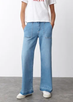 Jeans Culotte Bainha Desdobrada