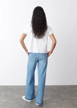 Jeans Culotte Bainha Desdobrada