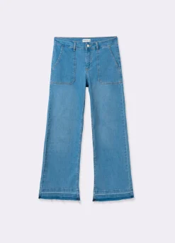Jeans Culotte Bainha Desdobrada
