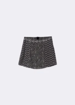 Saia Com Duplo Estampado E Brilhantes