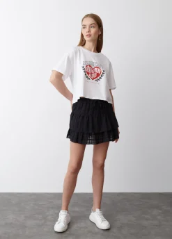 Saia De Folhos Com Textura