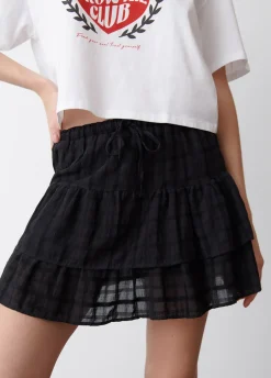 Saia De Folhos Com Textura
