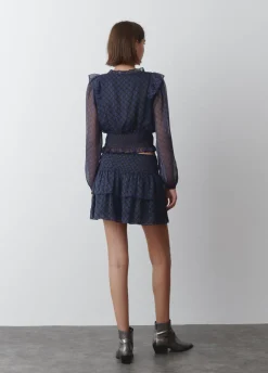 Saia Folhos Cintura Smock