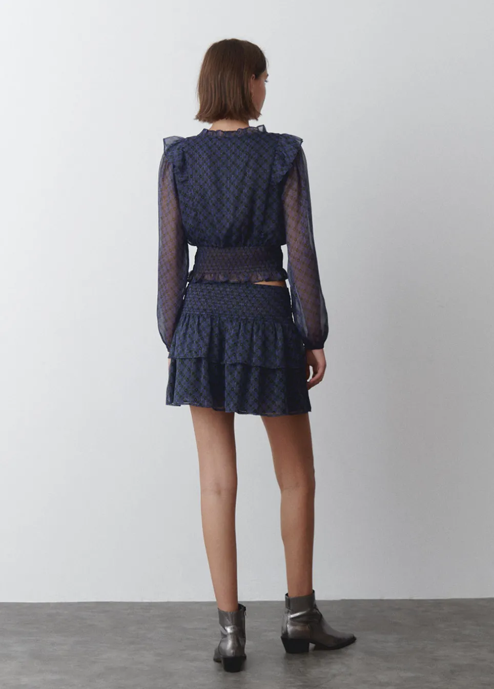 Saia Folhos Cintura Smock