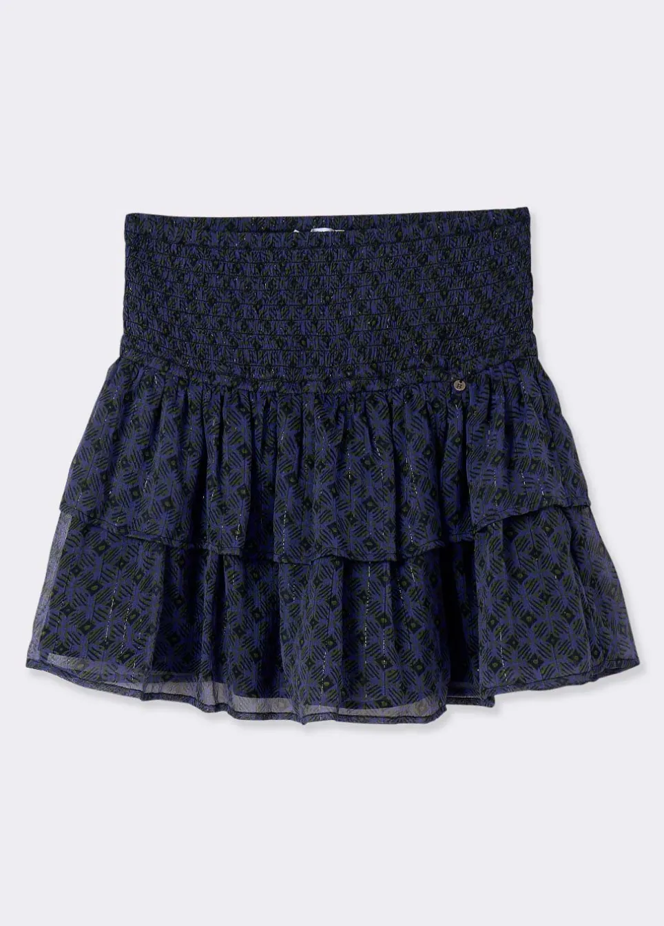Saia Folhos Cintura Smock