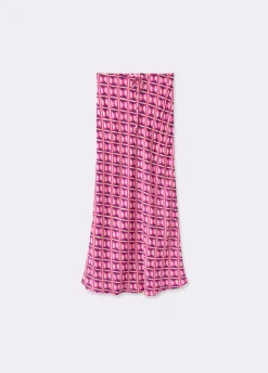 Saia Midi Estampada Acetinada