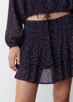 Saia Mini Com Tiras Estampada