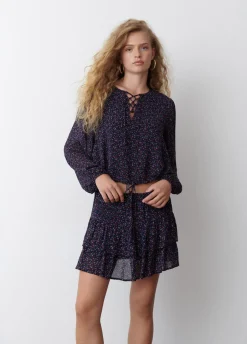 Saia Mini Com Tiras Estampada
