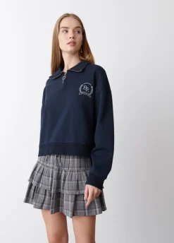 Sweatshirt Com Fecho-Eclair E Bordado