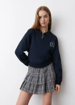 Sweatshirt Com Fecho-Eclair E Bordado