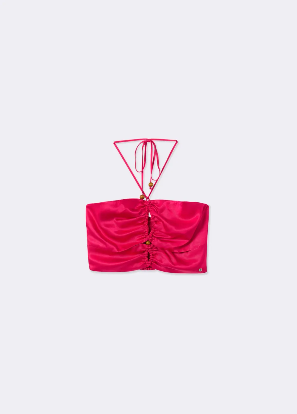 Top Drapeado Contas Acetinado Liso