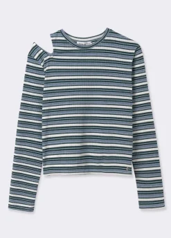T-Shirt As Riscas Com Cut Out