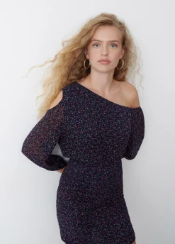 Vestido Com Cut Out No Ombro Estampado
