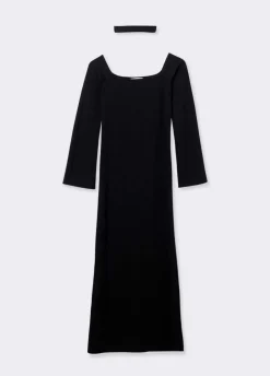 Vestido Comprido Com Decote E Ombros Com Chock