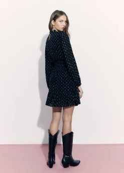 Vestido Efeito De Caucho Dobby